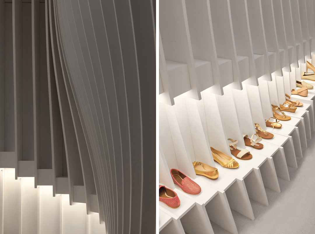 鞋店装修，铝方通，型材铝方通