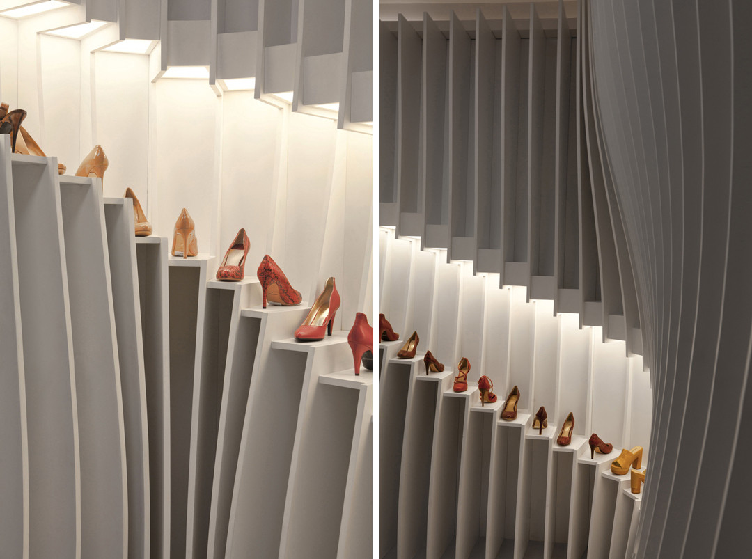 鞋店装修，铝方通